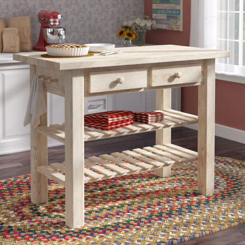 Kailee Kitchen Island with Butcher Block Top & Reviews Joss & Main